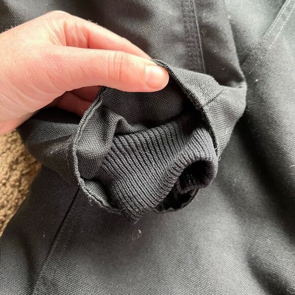 VTG Carhartt C14 Black Workwear Coat L/XL Rugged Faded Nylon, Cord Collar - Picture 7 of 12